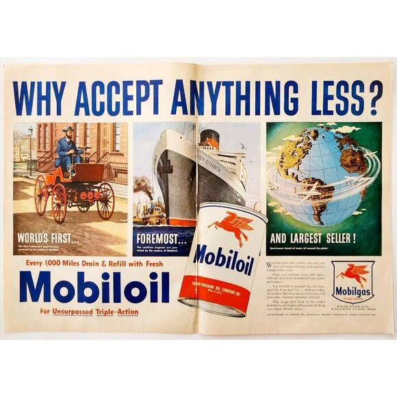 1950 Mobil Oil Mobilgas Centerfold Advertisement Automobile Transportation DWJJ9 - Picture 2 of 4